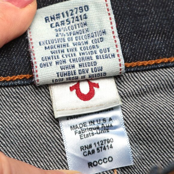 True Religion Rocco Dark Wash Slim Fit Jeans Men's Sz 28  Made in USA - Picture 5 of 13